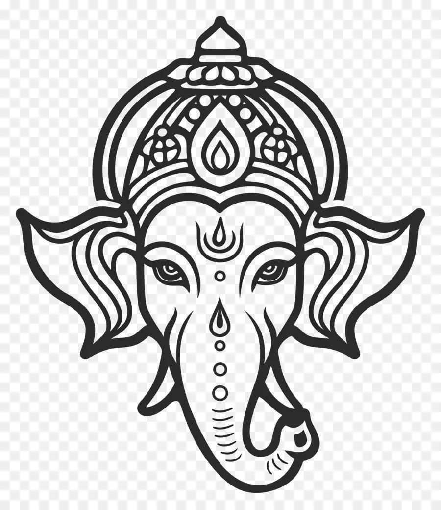 Ganesha Head Outline，พระพิฆเนศ PNG