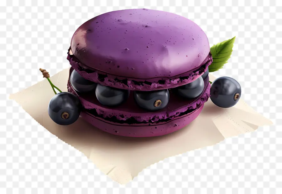 Macaron Blackcurrant，Macaron สีม่วง PNG