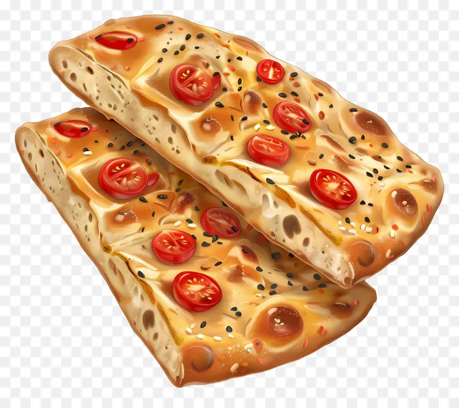 ขนมปัง Focaccia，มะเขือเทศ PNG