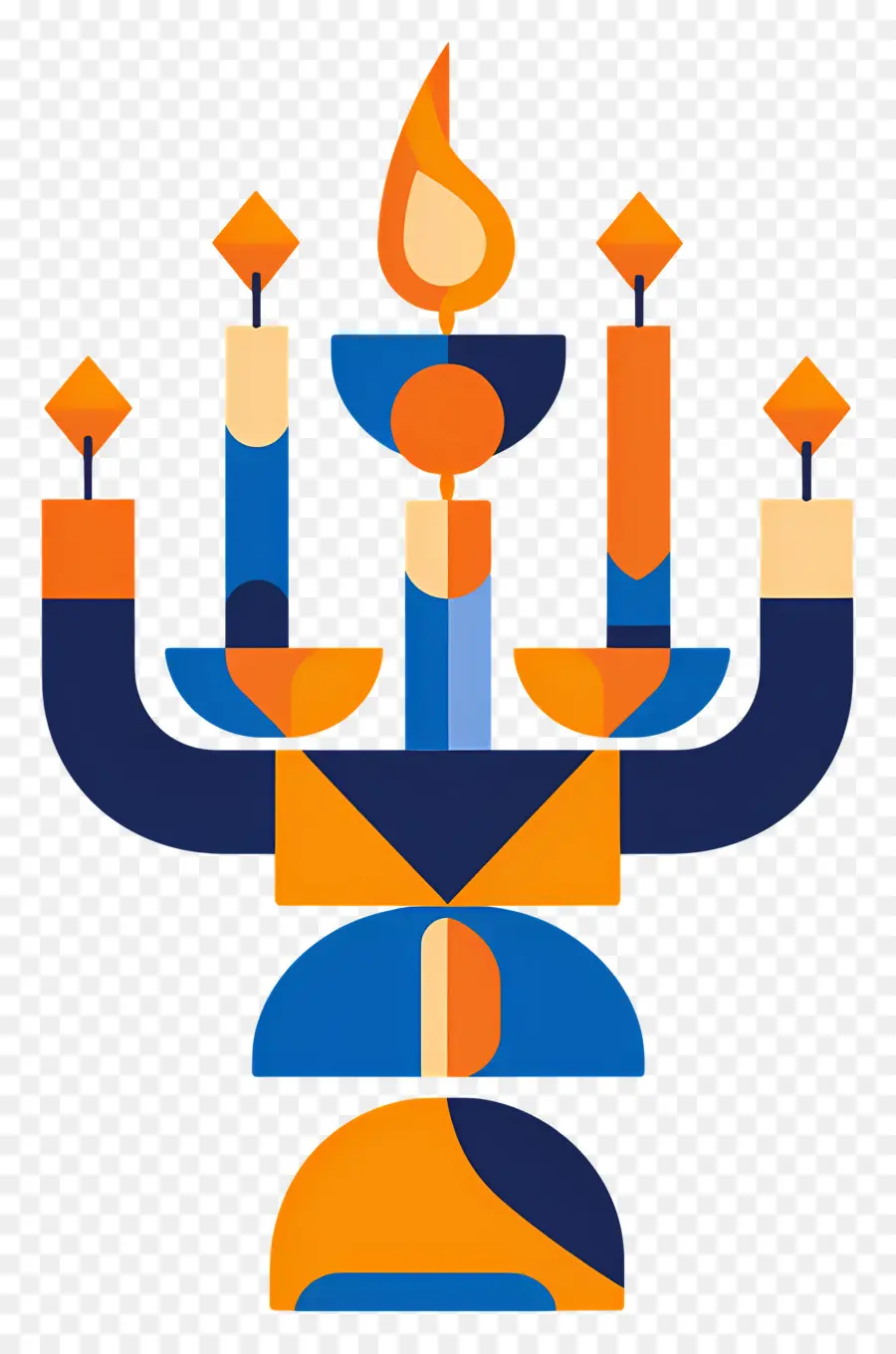 เทียนการ์ตูน，Menorah สีสันสดใส PNG