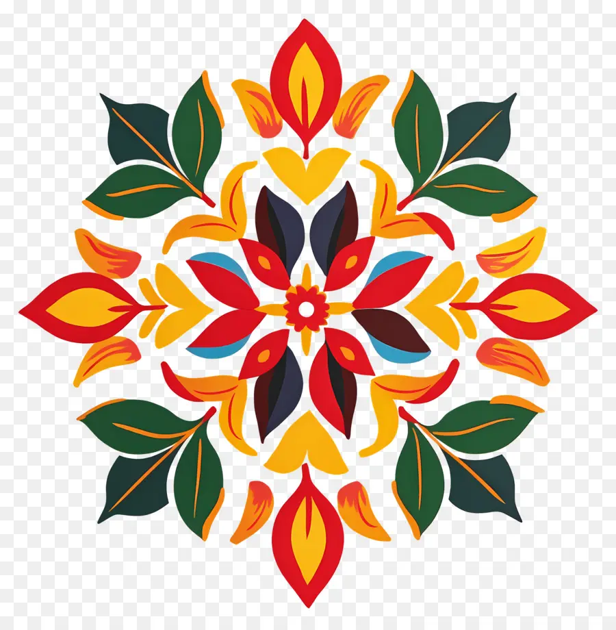 Onam Floral Rangoli，แมนดาลาสีสันสดใส PNG