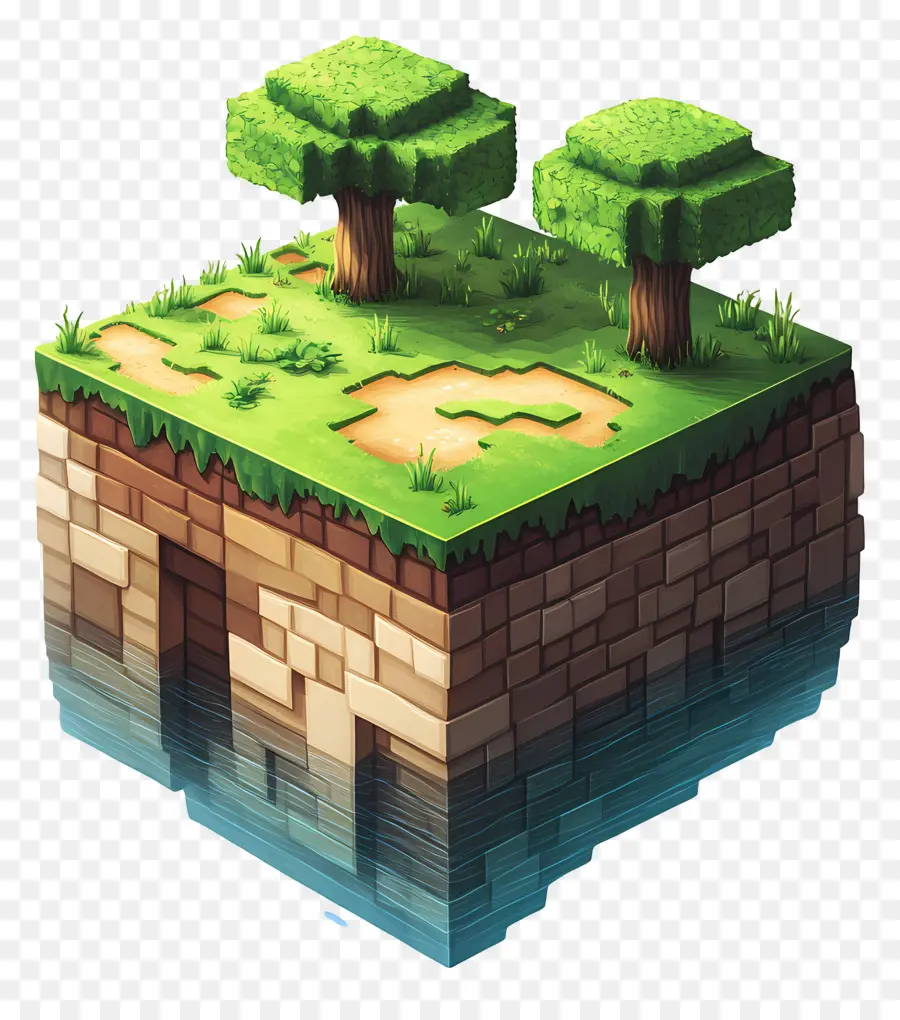 Minecraft，เกาะลอย PNG