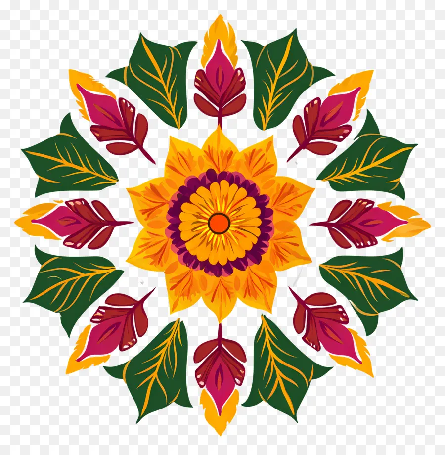 Onam Floral Rangoli，แมนดาลาสีสันสดใส PNG