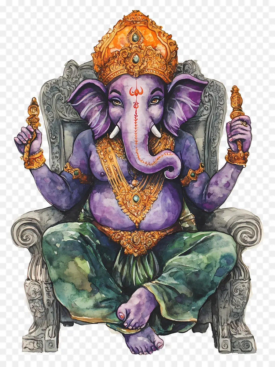 Ganesh Chaturthi，เทพเจ้าช้างสีม่วง PNG