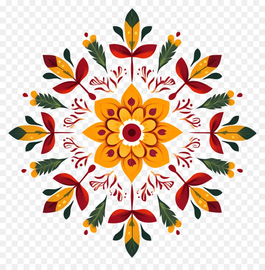 Onam Floral Rangoli，ลวดลายดอกไม้ PNG