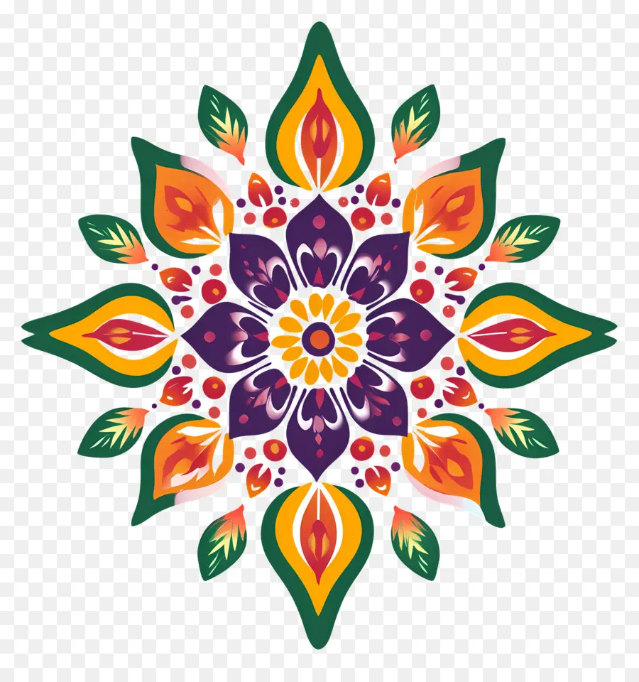 Onam Floral Rangoli，แมนดาลาสีสันสดใส PNG