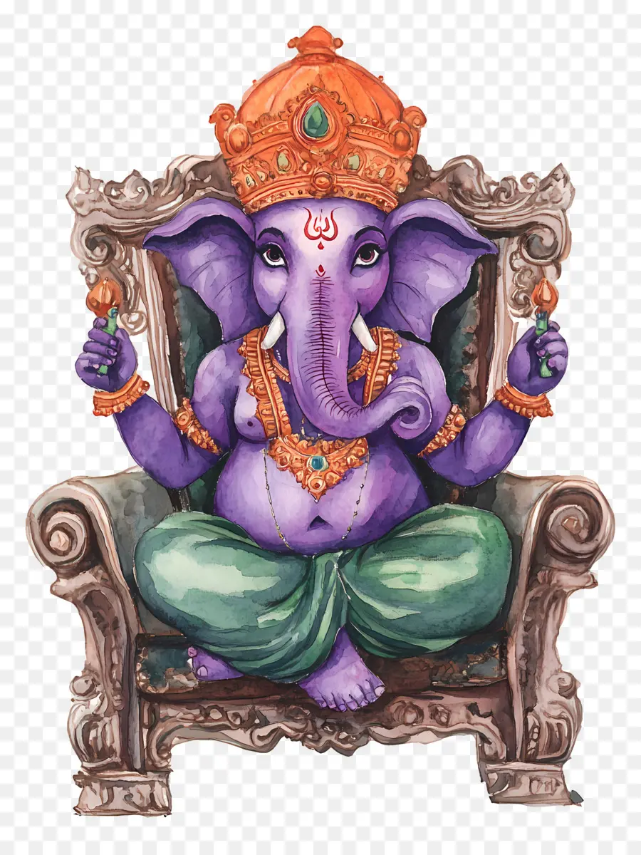 Ganesh Chaturthi，พระพิฆเนอร์สีม่วง PNG