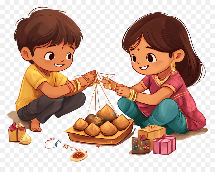 Happy Raksha Bandhan，เด็ก ๆ เล่น PNG