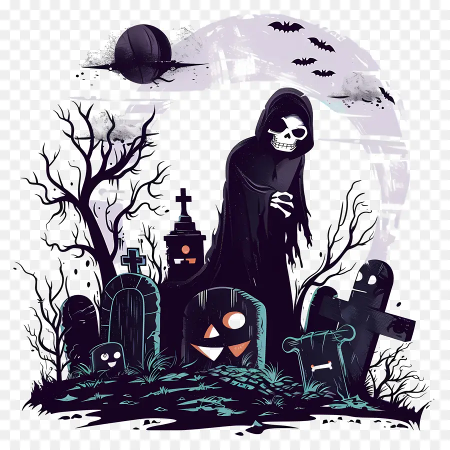 Halloween Grim Reaper，Grim Reaper ใน Graveyard PNG