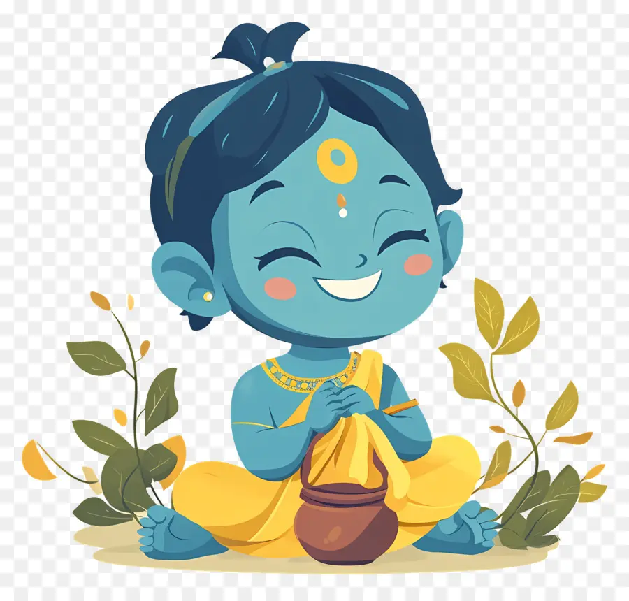 Krishna Janmashtami，ตัวการ์ตูนสีน้ำเงิน PNG