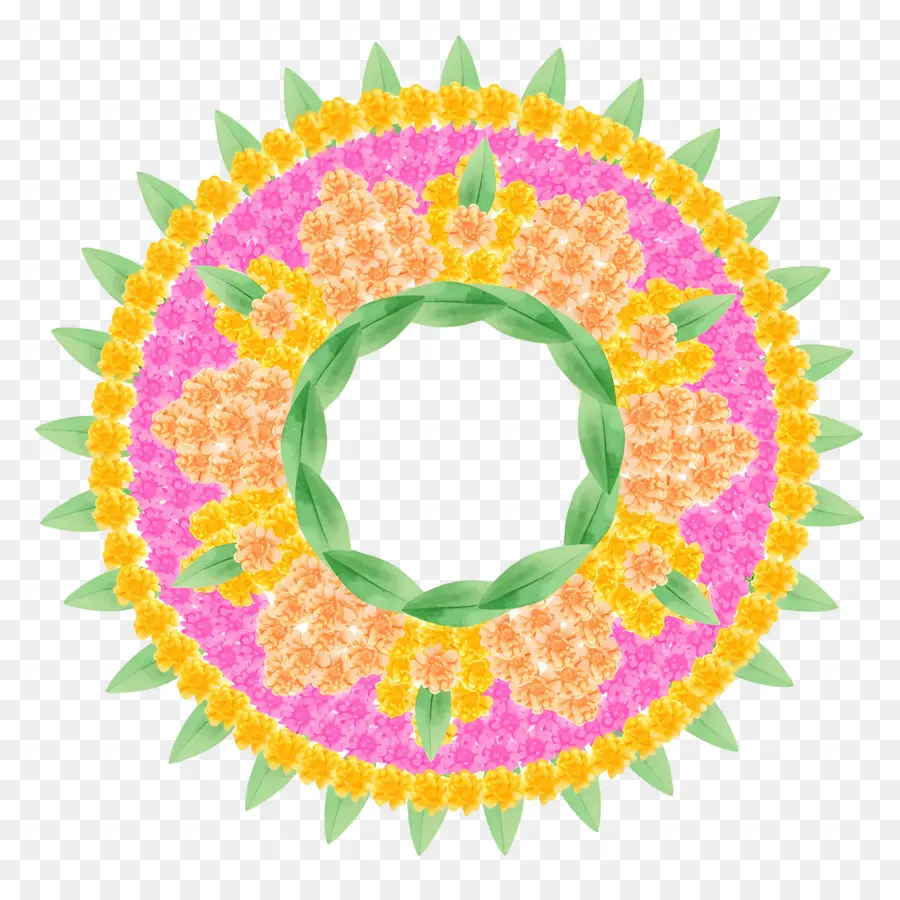 มีความสุข Onam，Mandala ดอกไม้สีสันสดใส PNG