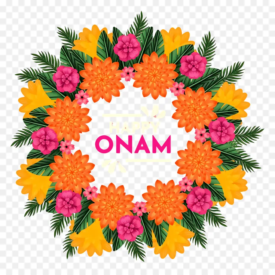 มีความสุข Onam，พวงหรีดดอกไม้ Onam PNG