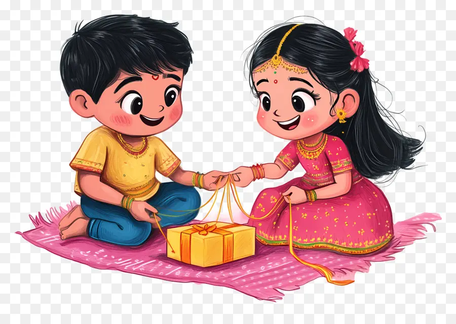 Happy Raksha Bandhan，เด็กที่มีของขวัญ PNG