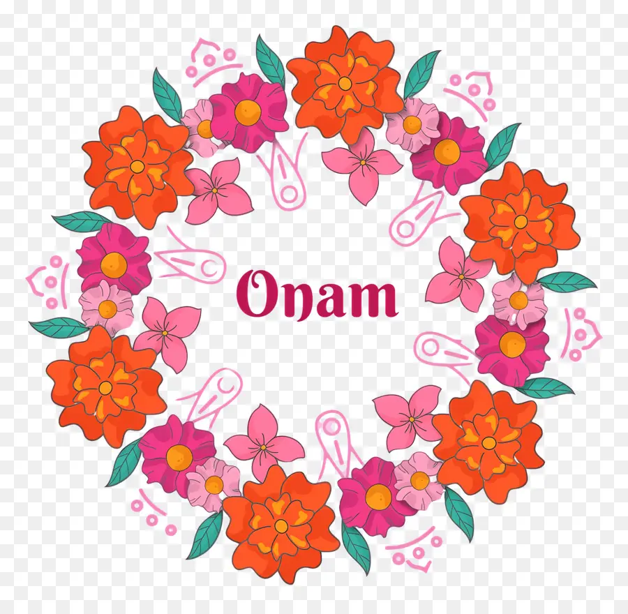 มีความสุข Onam，พวงหรีดดอกไม้ PNG