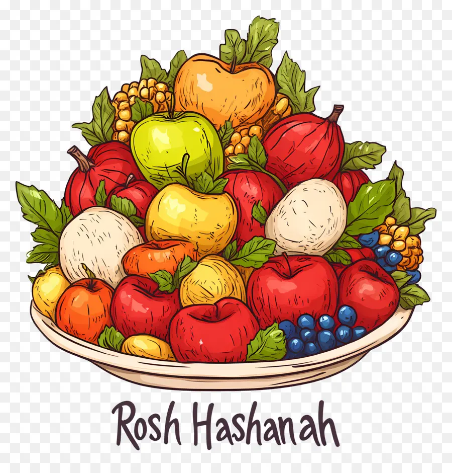 Rosh Hashanah，ชามผลไม้ PNG