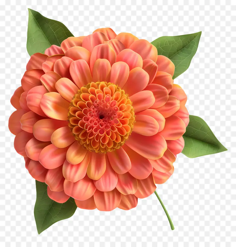 ดอกไม้ 3d Zinnia，ดอกไม้สีส้ม PNG