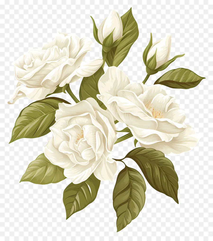 ดอกไม้สีขาว Gardenia，กุหลาบขาว PNG