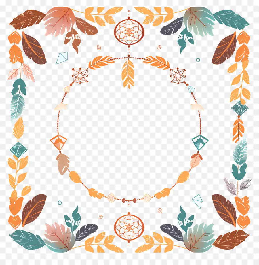 เฟรม Boho，กรอบดอกไม้ PNG