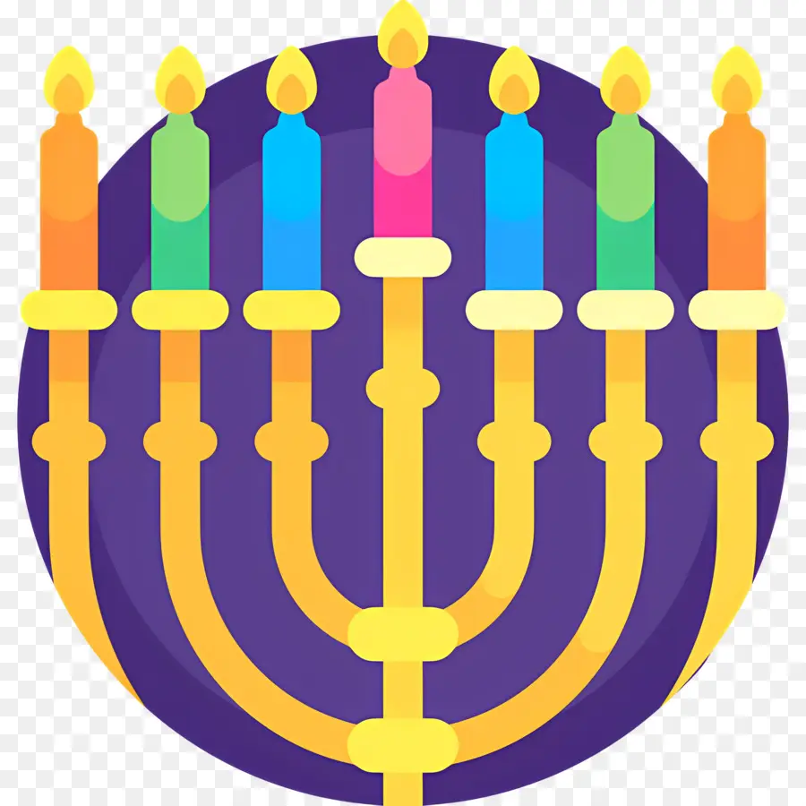 Hanukkah Menorah，Menorah สีสันสดใส PNG