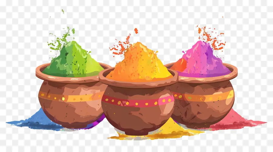 พื้นหลัง Holi，ชามผงสีสันสดใส PNG