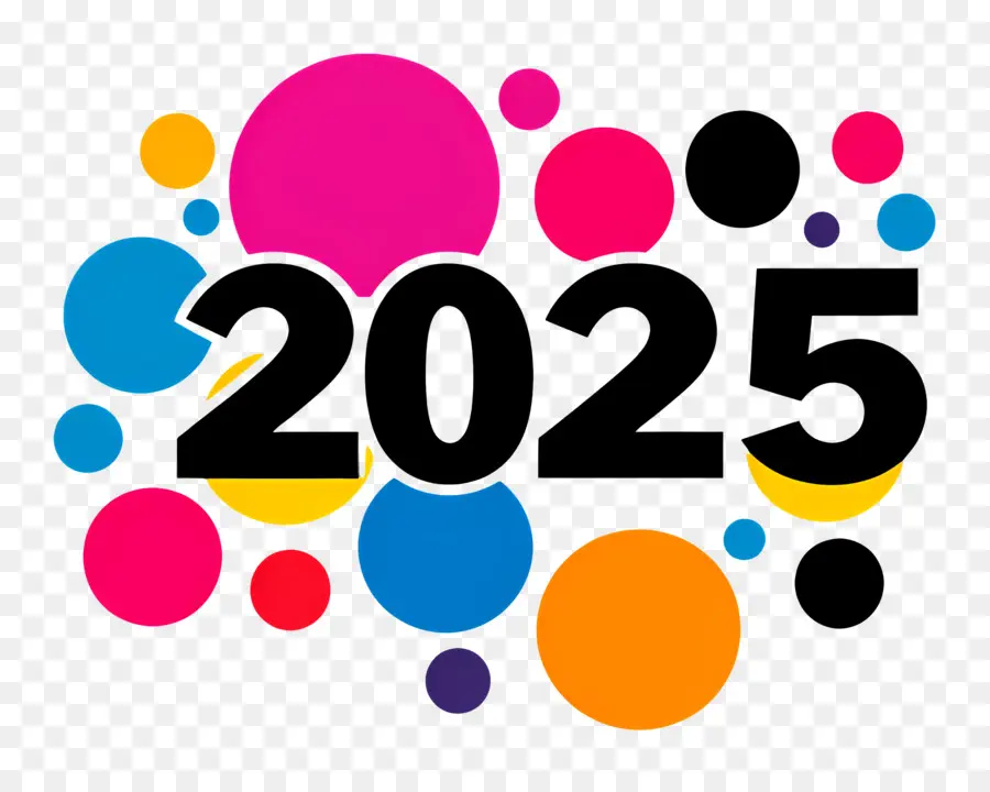 2025 ปี，2025 วงกลมสีสันสดใส PNG