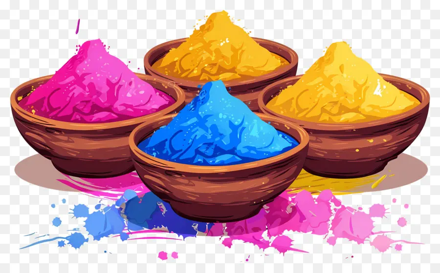 พื้นหลัง Holi，ชามผงสีสันสดใส PNG