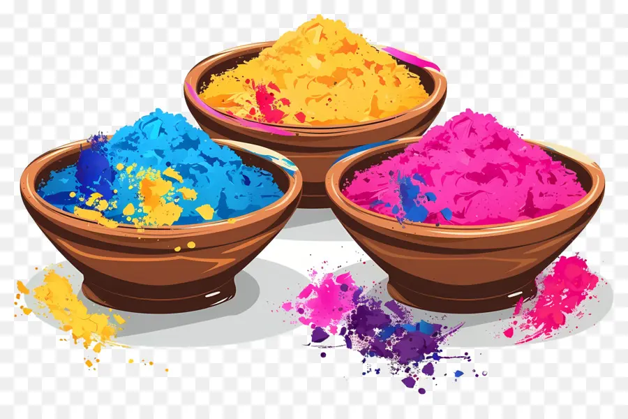 พื้นหลัง Holi，ชามผงสีสันสดใส PNG