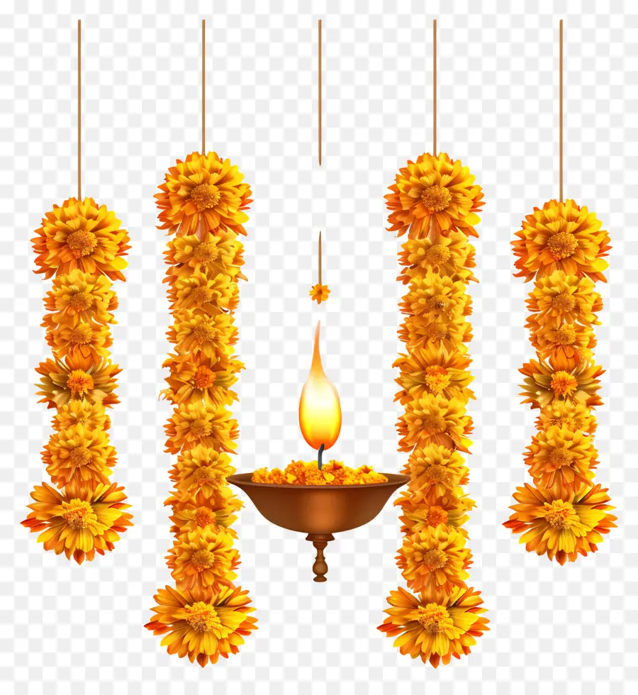 พวงมาลัย Diwali Marigold，การ์แลนด์ดาวเรือง PNG