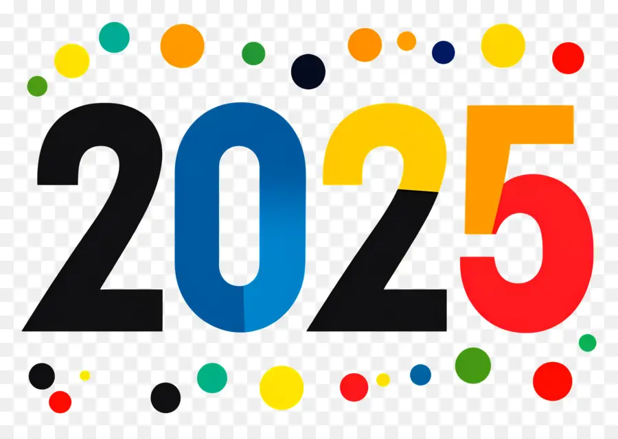 2025 ปี，2025 วงกลมสีสันสดใส PNG