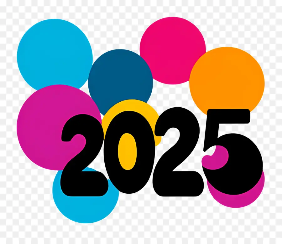 2025 ปี，2025 วงกลมสีสันสดใส PNG