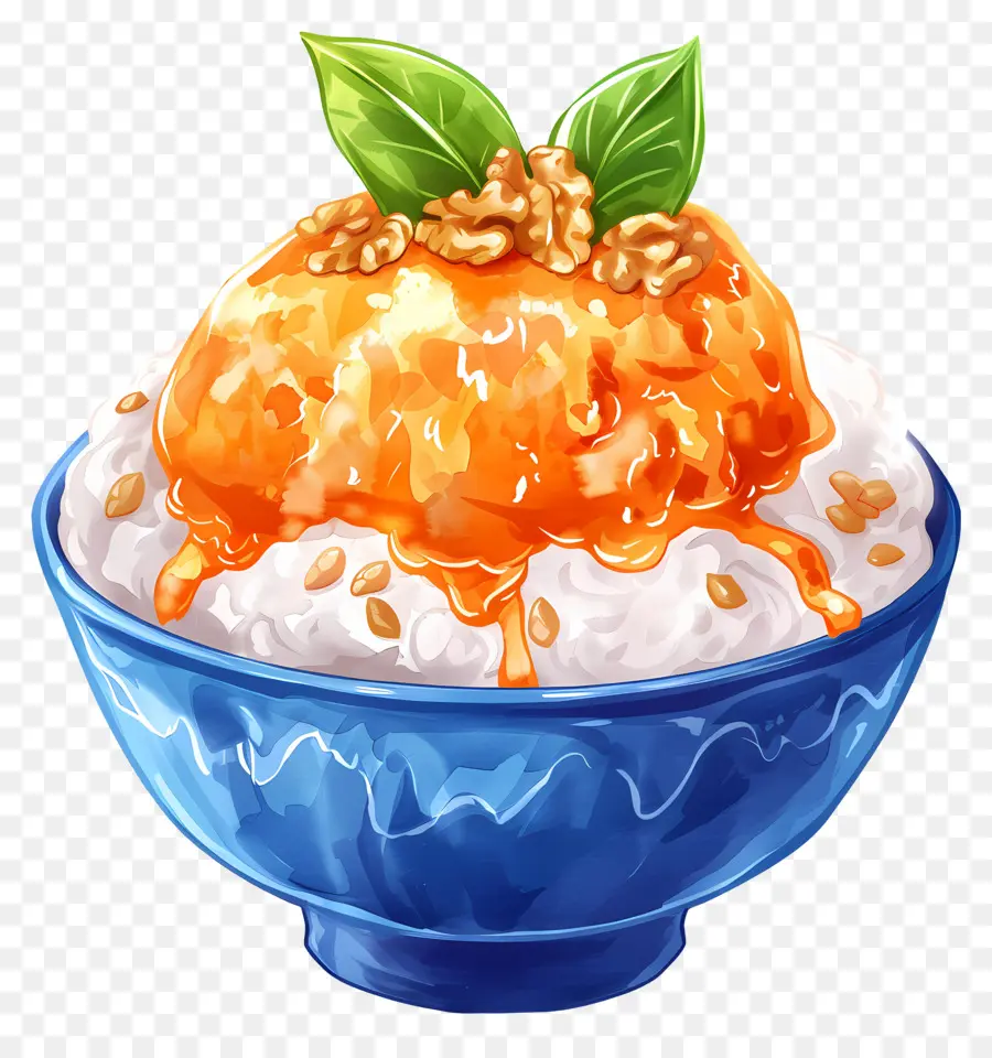 น้ำแข็ง Bingsu，ของหวานสีส้ม PNG