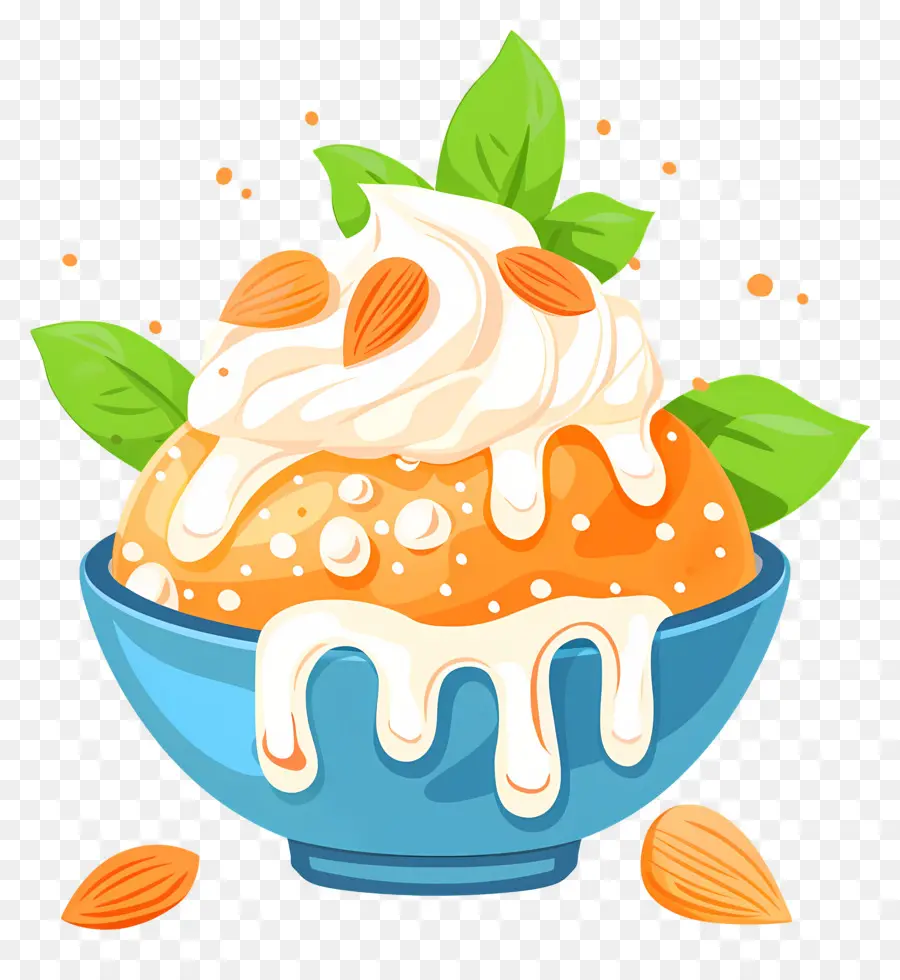 น้ำแข็ง Bingsu，ของหวานสีส้ม PNG