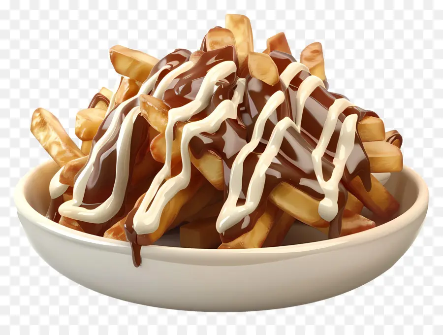 Poutine，ทอดกับช็อคโกแลตและครีม PNG