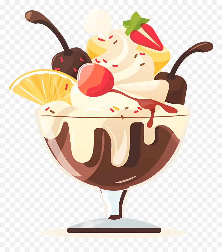 ไอศกรีม Sundae，กล้วย PNG