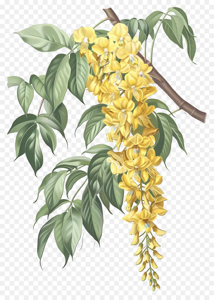 ดอกไม้ Laburnum，ดอกไม้สีเหลืองที่มีใบเขียว PNG