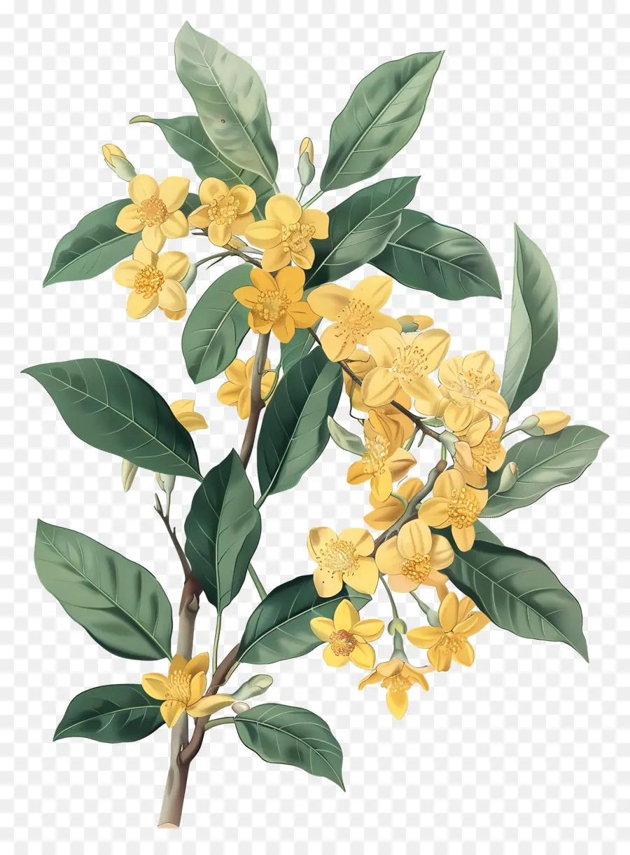 ดอกไม้ Osmanthus，ดอกไม้สีเหลือง PNG