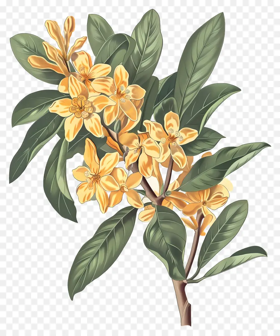 ดอกไม้ Osmanthus，ดอกไม้สีเหลือง PNG