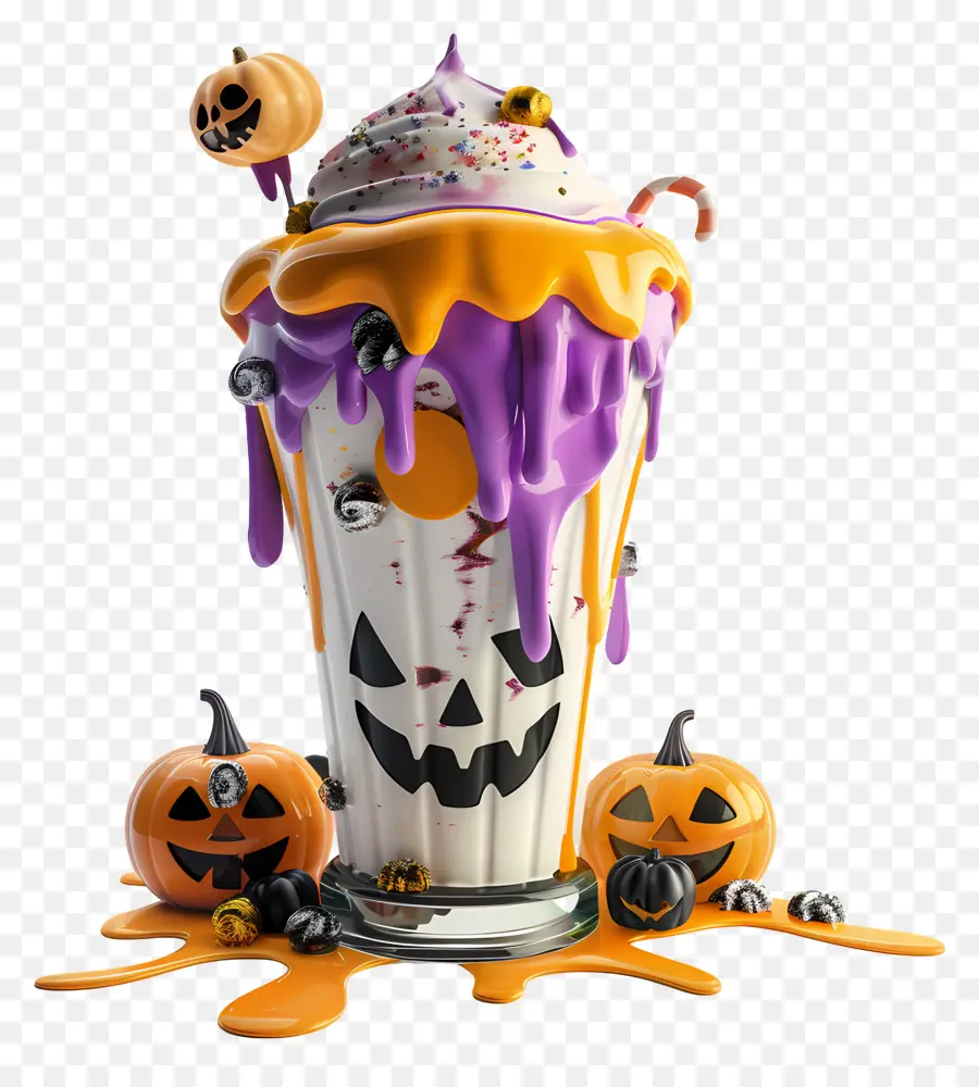 Halloween Milkshake，มิลค์เชคฟักทอง PNG