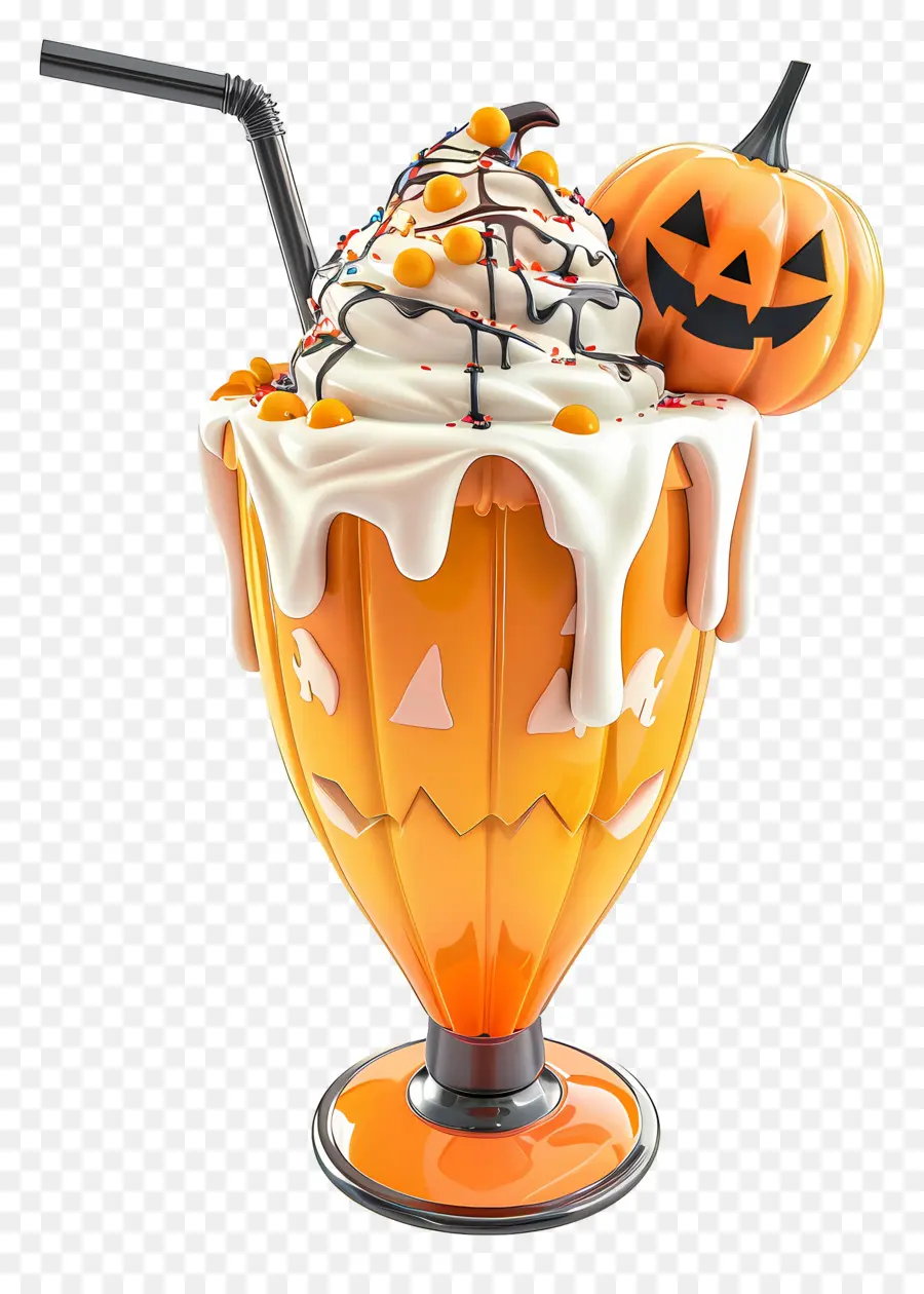 Halloween Milkshake，มิลค์เชคฟักทอง PNG