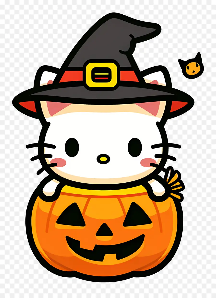 Hello Kitty Halloween，แมวกับฟักทอง PNG