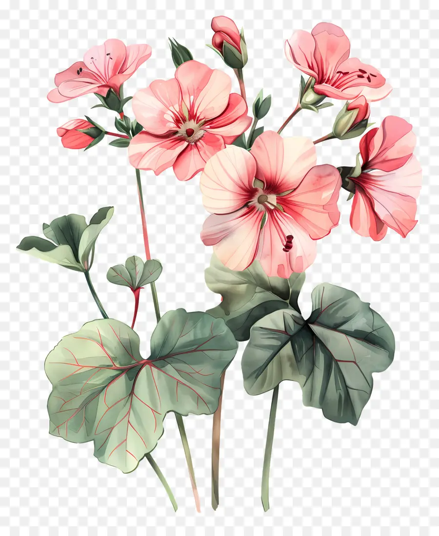 ดอกไม้วินเทจ，Geranium สีชมพู PNG