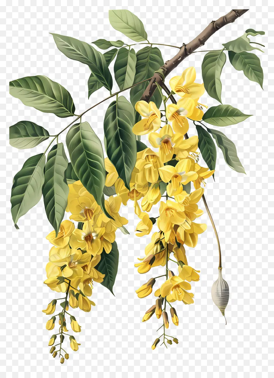 ดอกไม้ Laburnum，ดอกไม้สีเหลืองที่มีใบเขียว PNG