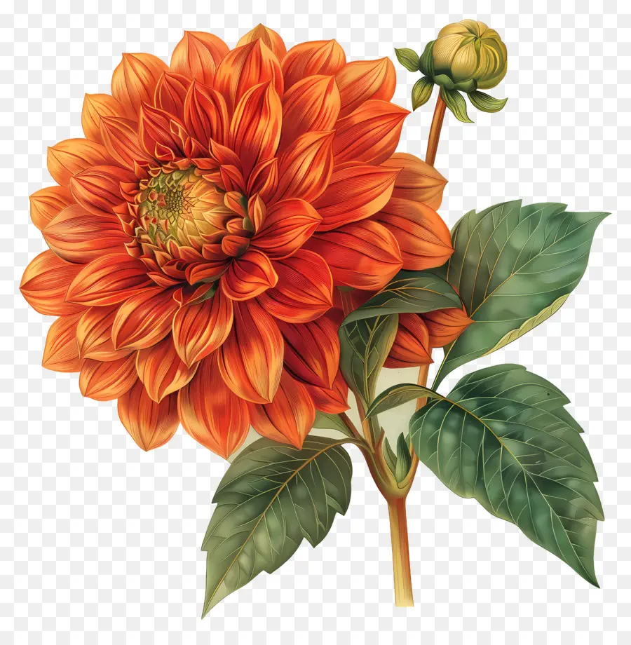 ดอกไม้ Dahlia，ดอกไม้สีส้ม PNG