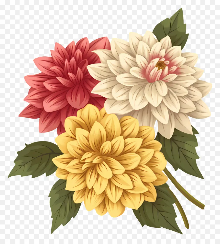 ดอกไม้ Dahlia，ดอกไม้สีชมพูและสีเหลือง PNG