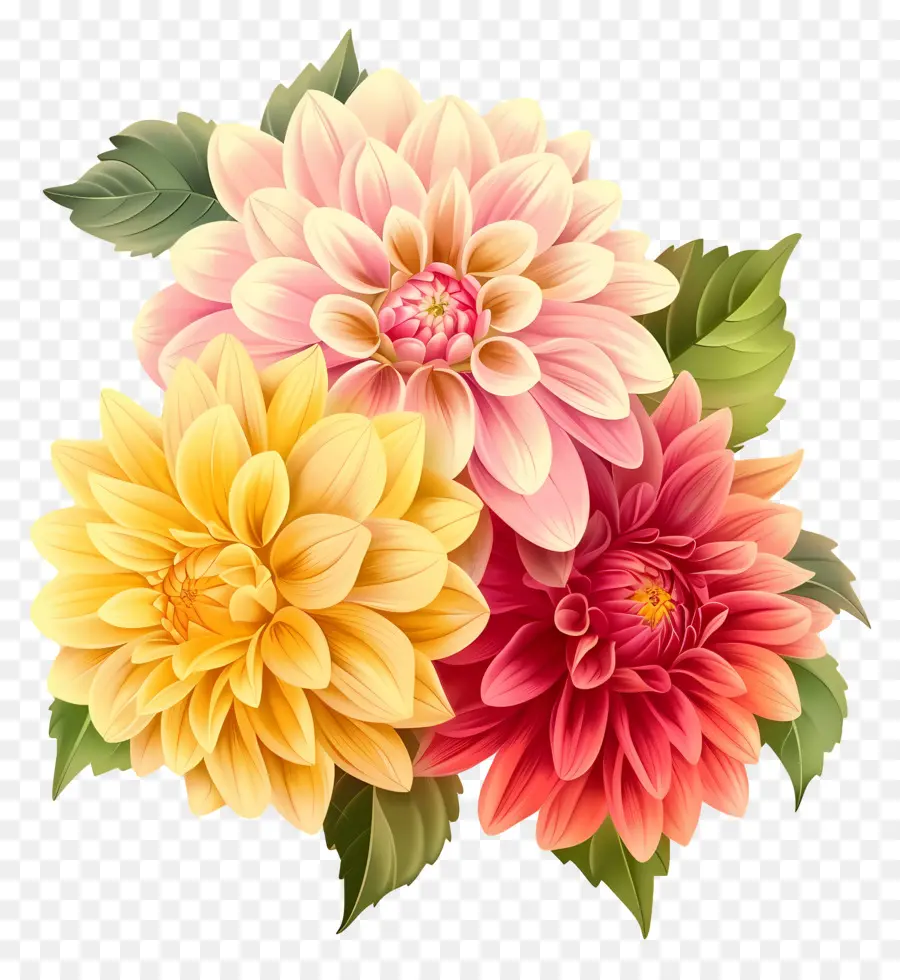 ดอกไม้ Dahlia，ดอกไม้สีส้ม PNG