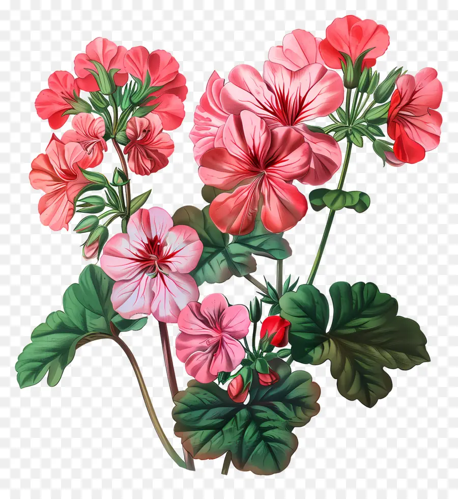 ดอกไม้โบราณ，Geranium สีชมพู PNG