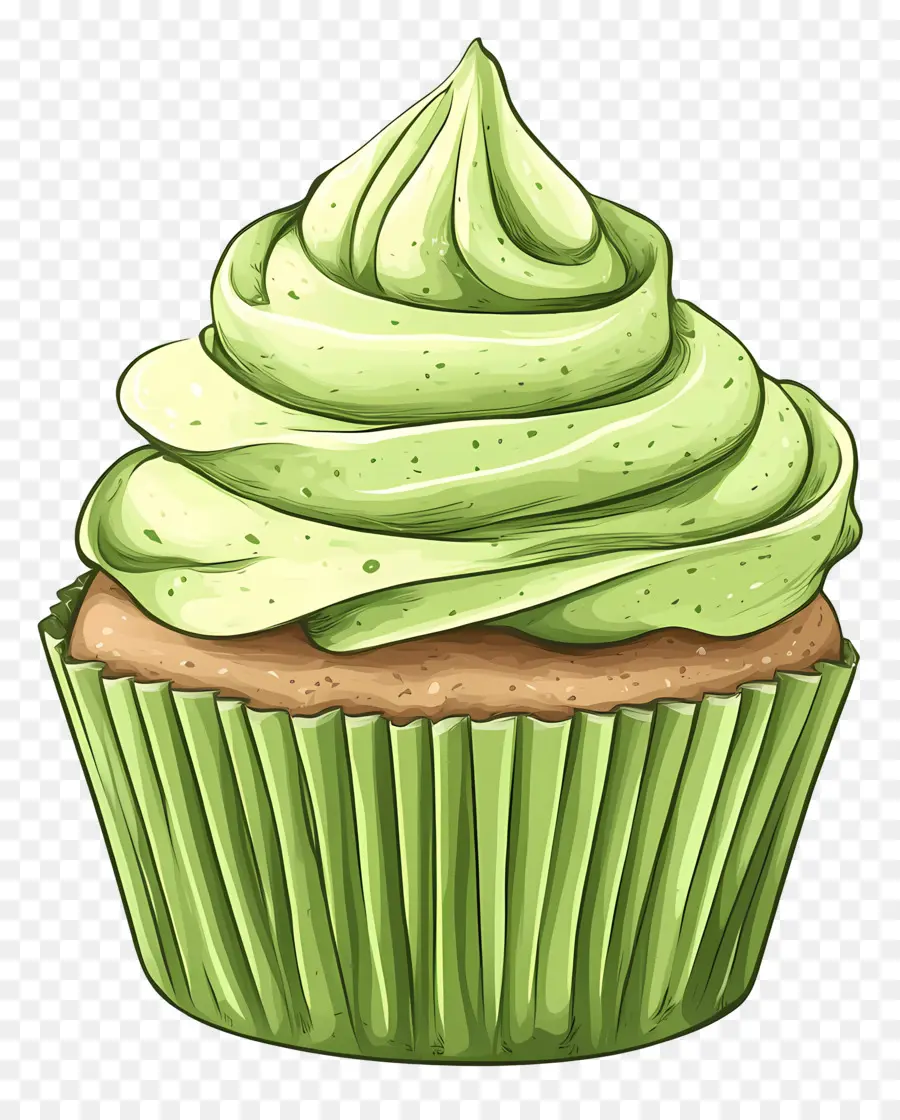 Matcha Cupcake，คัพเค้กสีเขียว PNG