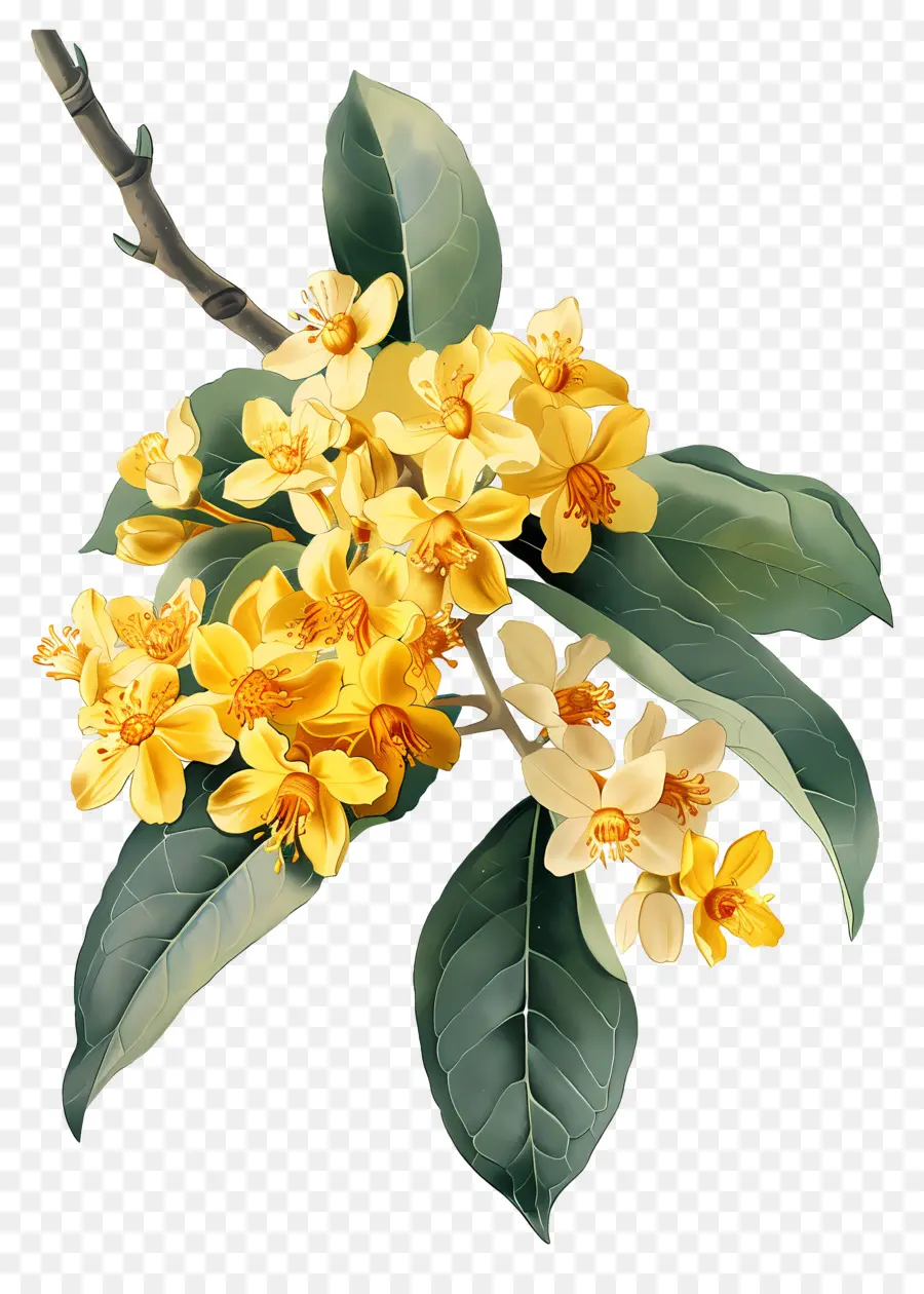 ดอกไม้ Osmanthus，ดอกไม้สีเหลือง PNG