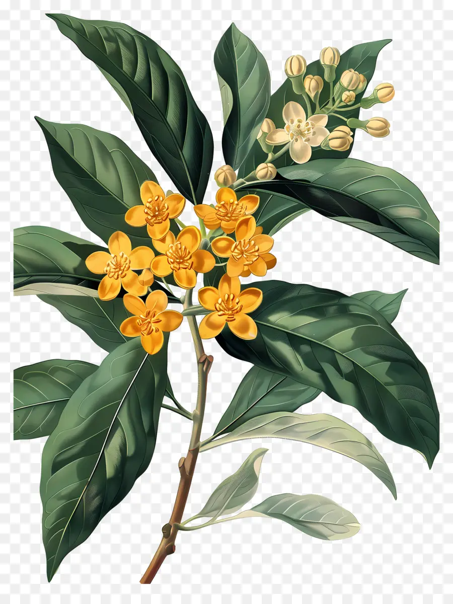 ดอกไม้ Osmanthus，ดอกไม้สีเหลือง PNG