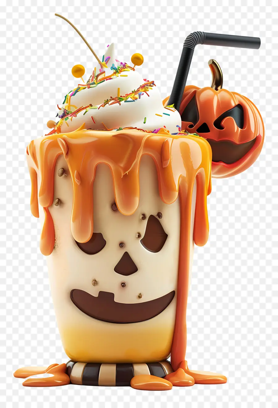 Halloween Milkshake，มิลค์เชคฟักทอง PNG